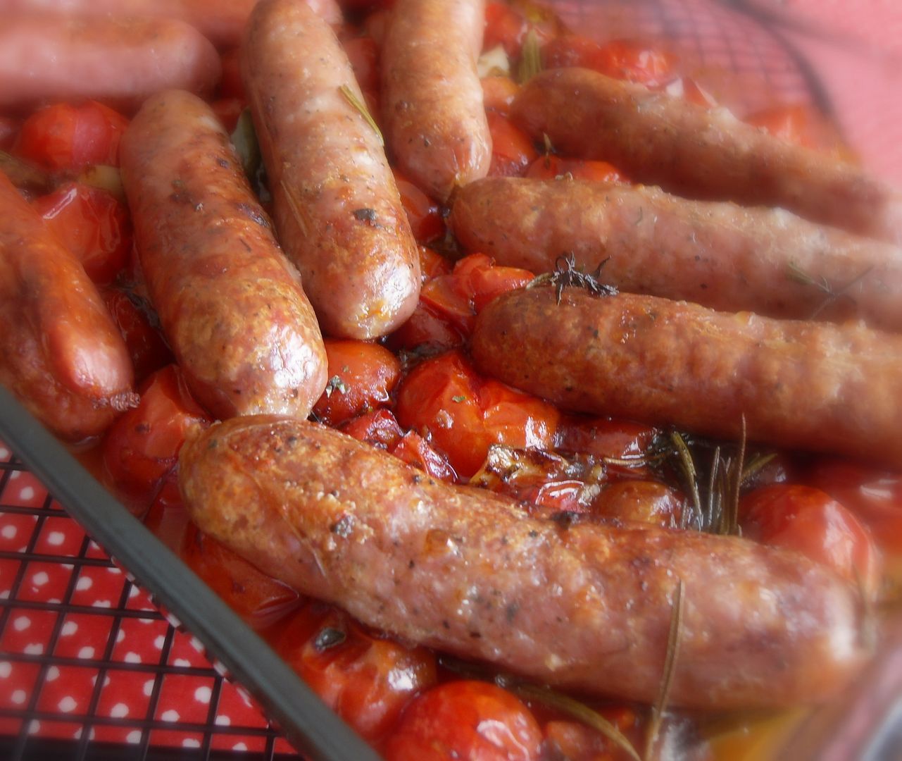 The English Kitchen Cherry Tomato and Sausage Bake